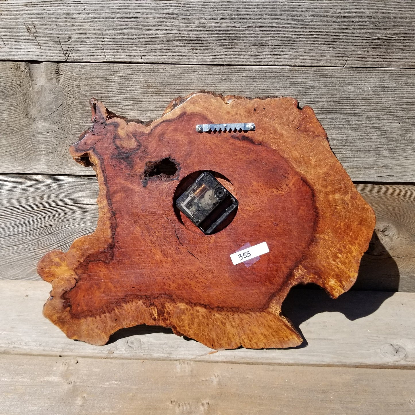 Wood Wall Clock Redwood Clock Handmade Wall Hanging Rustic Wedding Gift Burl Live Edge #355 Anniversary Mini 2 Tone