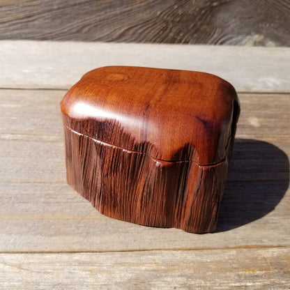 Wood Ring Box Redwood Rustic Handmade California Storage Live Edge Mini #519 Birthday Gift Christmas Gift Mother's Day Gift