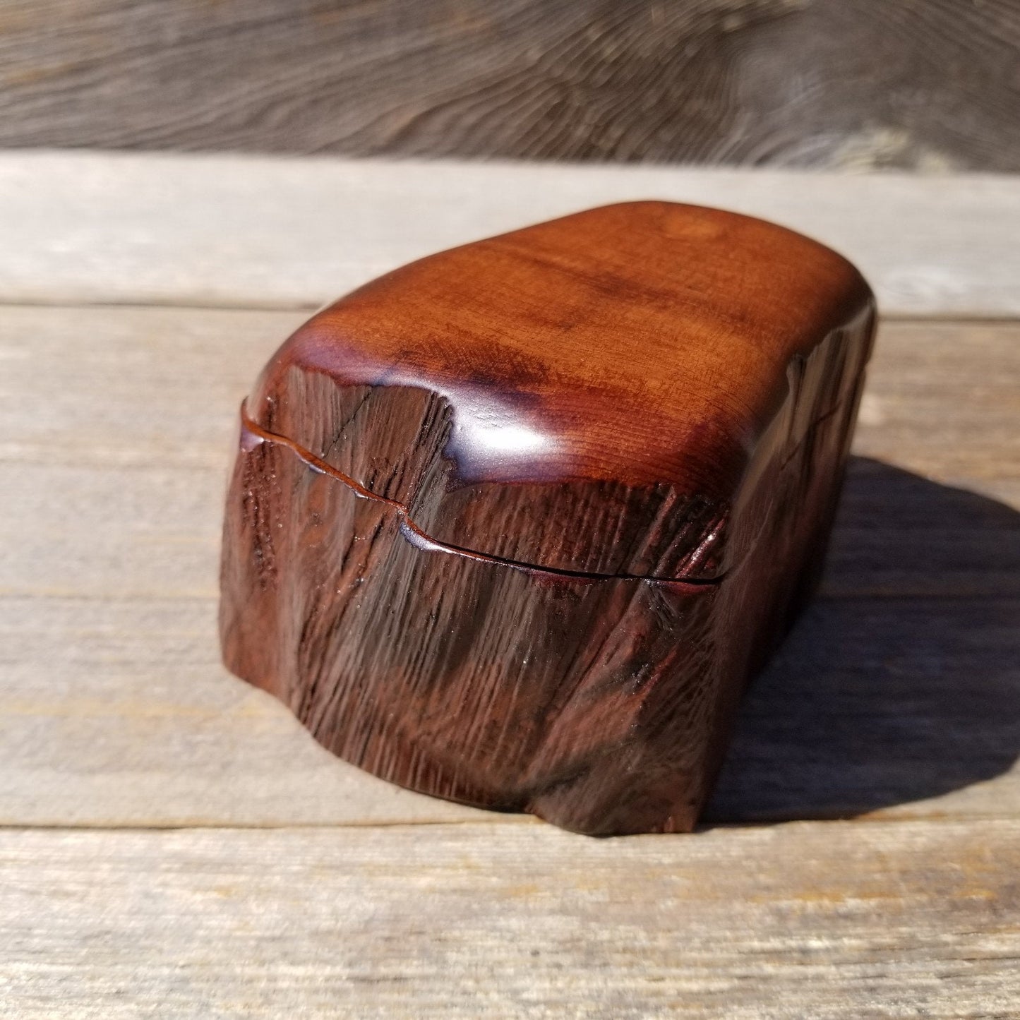 Wood Ring Box Redwood Rustic Handmade California Storage Live Edge Mini #519 Birthday Gift Christmas Gift Mother's Day Gift