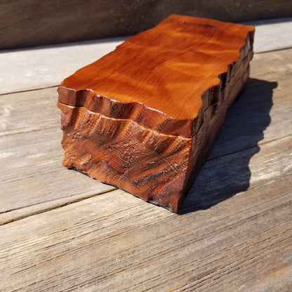 Redwood Jewelry Box Curly Wood Engraved Rustic Handmade California #504 Memento Box, Mom Gift, Anniversary Gift