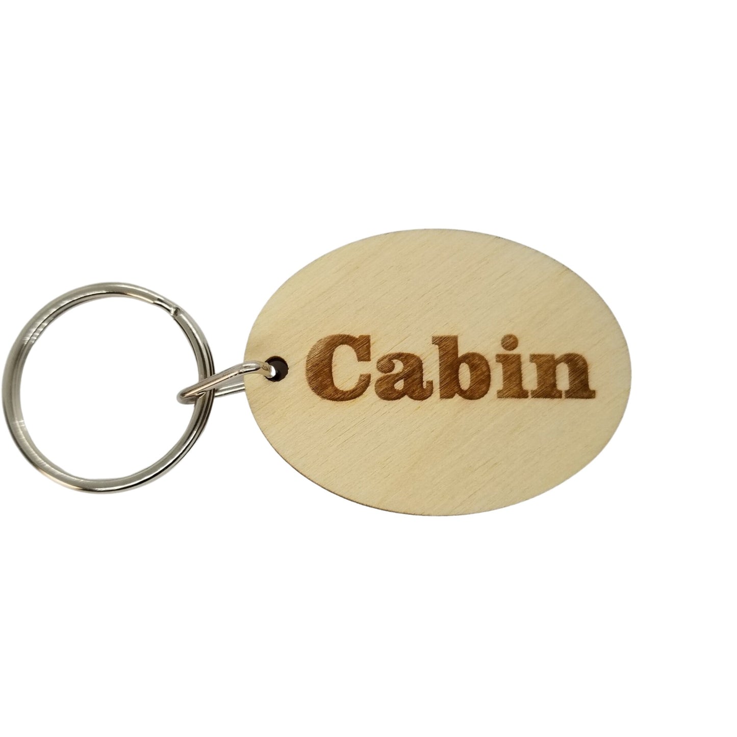 Cabin Wood Keychain Key Ring Keychain Gift - Key Chain Key Tag Key Ring Key Fob - Cabin Text Key Marker