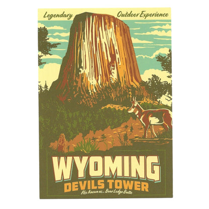 Devils Tower Postcard WY Retro Design 4x6 Wyoming - Great for Crafting - Decoupage - Scrapbooking Supply Bear Lodge Butte