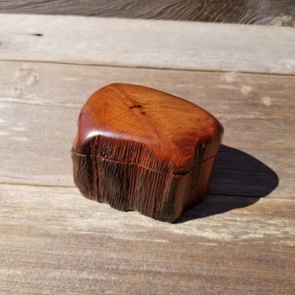 Wood Ring Box Redwood Rustic Handmade California Storage Live Edge Mini #522 Birthday Gift Christmas Gift Mother's Day Gift