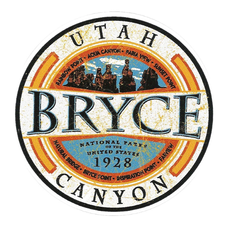 Utah Decal – Bryce Canyon National Park - Travel Sticker – UT Souvenir Decal – Travel Gift 3.25" Made in USA Retro Car Decal Water Bottle