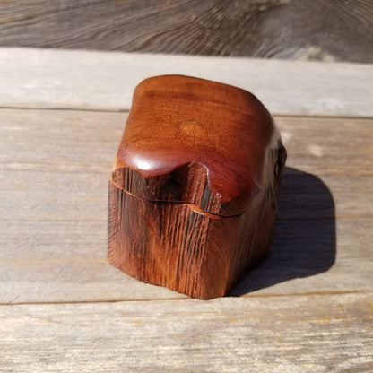 Wood Ring Box Redwood Rustic Handmade California Storage Live Edge Mini #519 Birthday Gift Christmas Gift Mother's Day Gift