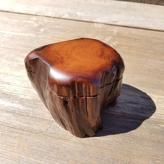 Wood Ring Box Redwood Rustic Handmade California Storage Live Edge Mini #360 Birthday Gift Christmas Gift Mother's Day Gift