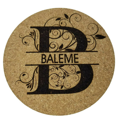 Monogram Coaster Set of 4 Personalized Cork Home Decor Housewarming Gift