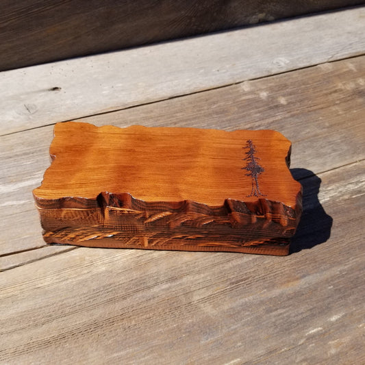 Wood Valet Box Curly Redwood Tree Engraved Rustic Handmade CA Storage #509 Handcrafted Christmas Gift Engagement Gift for Men Jewelry