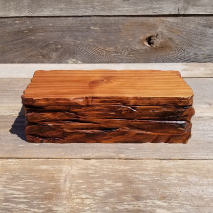 Wood Jewelry Box Redwood Rustic Handmade California Storage Live Edge #278