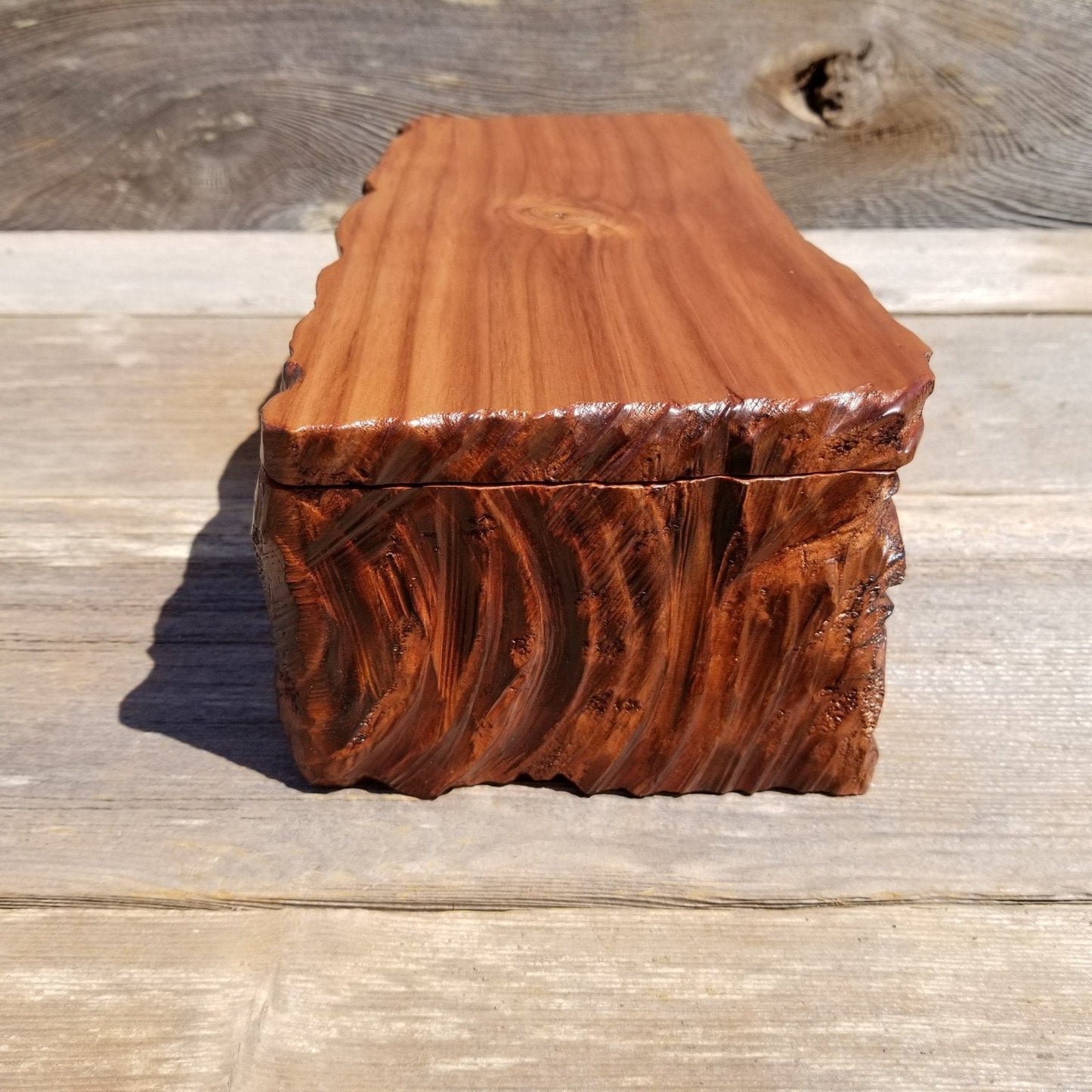 Wood Jewelry Box Redwood Rustic Handmade California Storage Live Edge #278