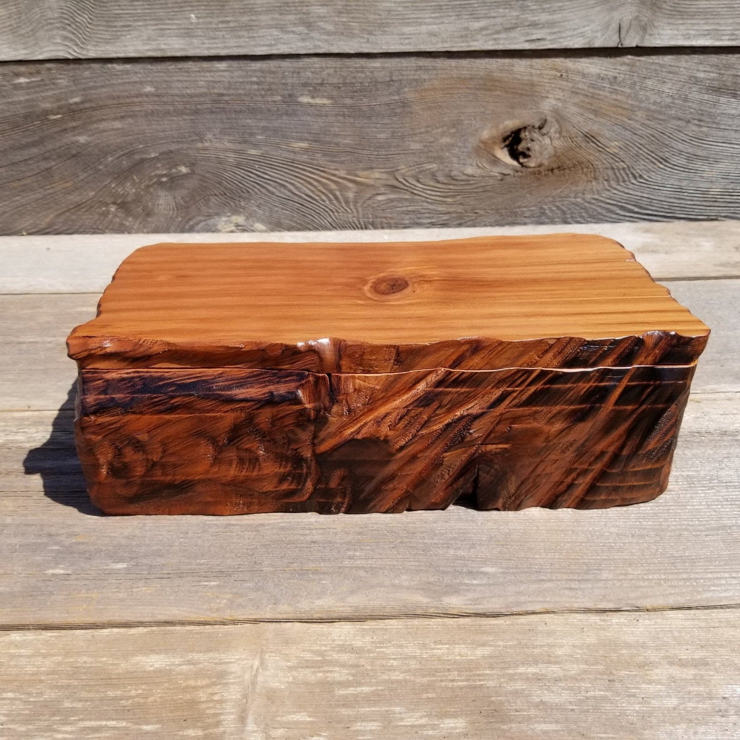 Wood Jewelry Box Redwood Rustic Handmade California Storage Live Edge #278