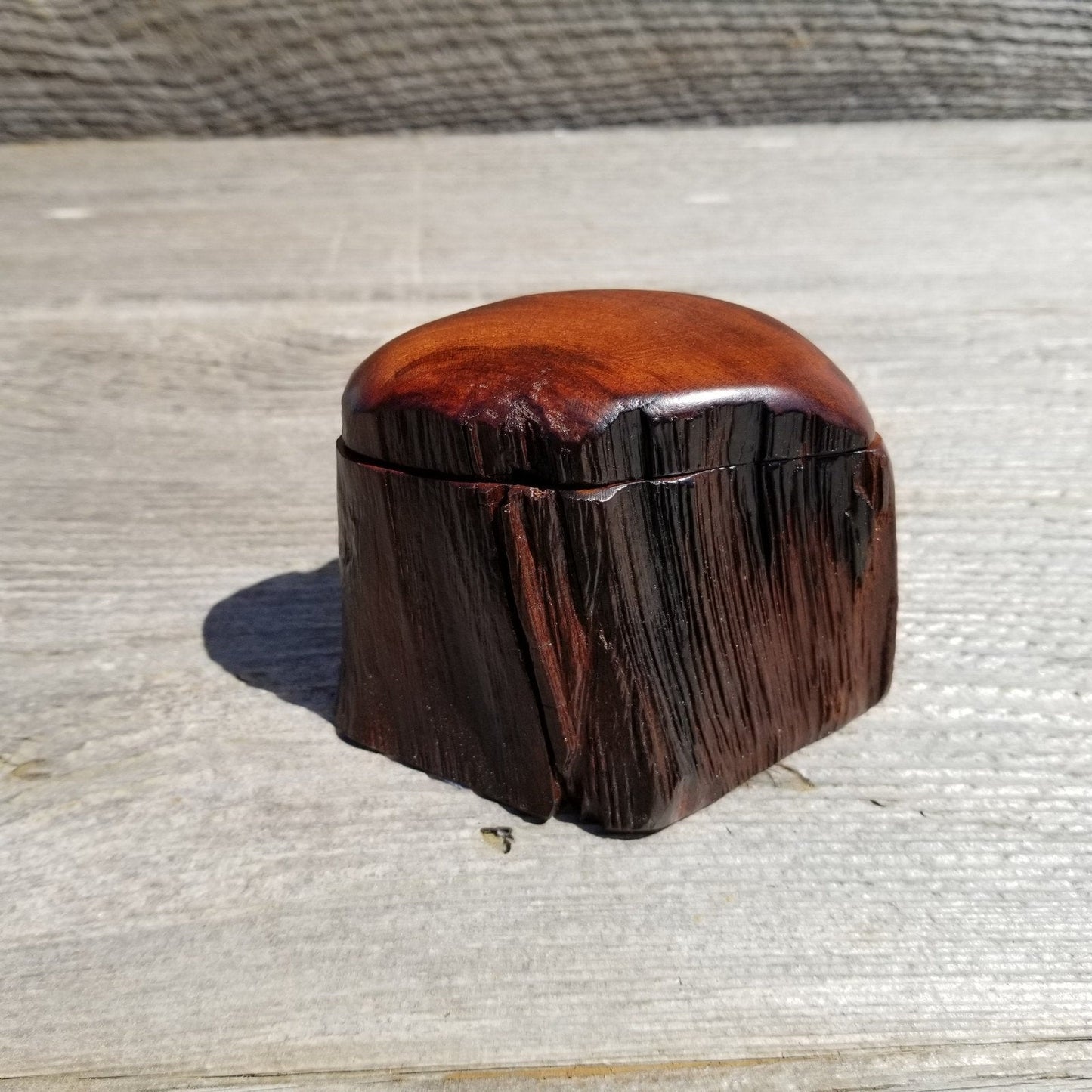 Wood Ring Box Redwood Rustic Handmade California Storage #272 Engagement Birthday Gift Mother's Day Gift Gift for Friend