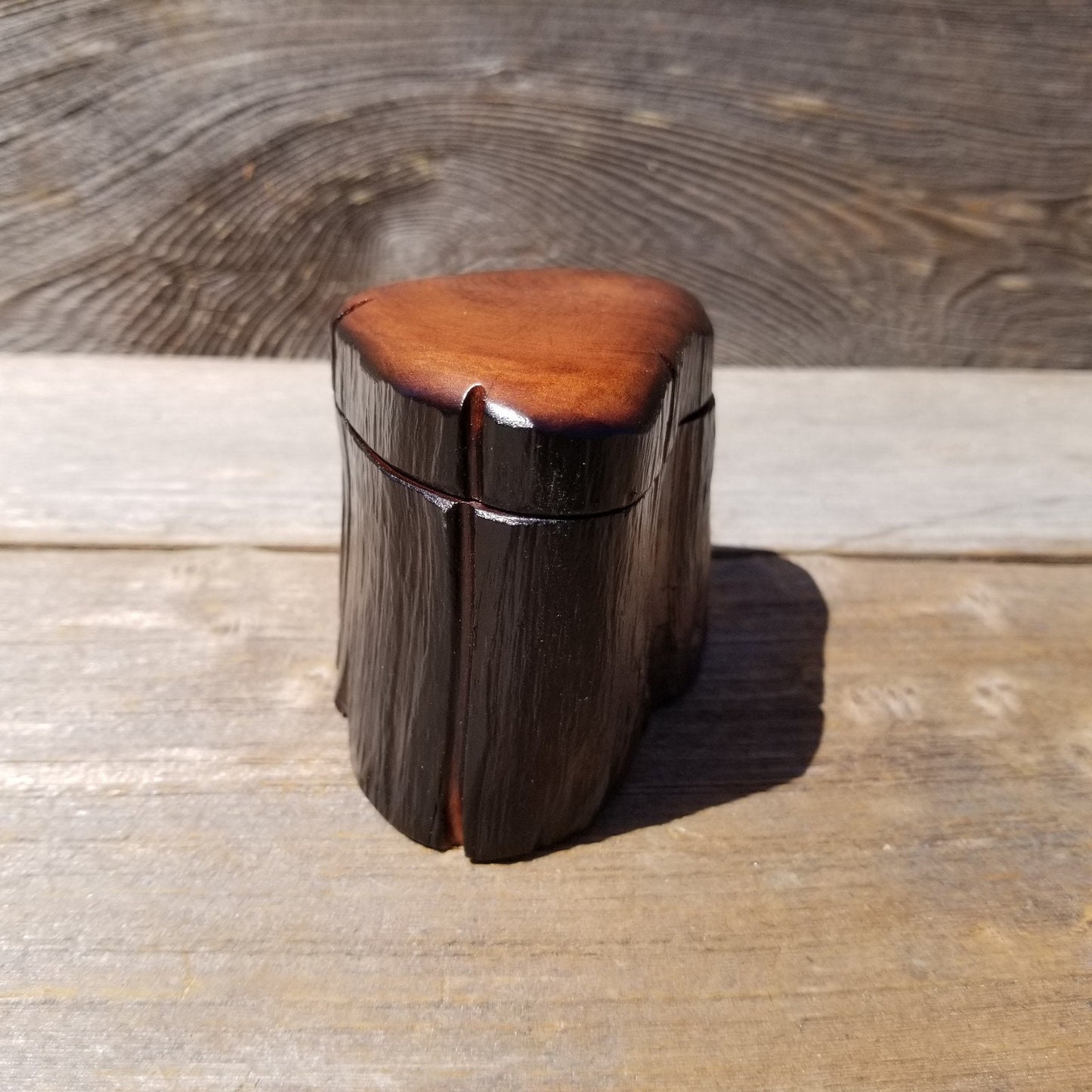 Wood Ring Box Redwood Rustic Handmade California Storage #469 Engagement Birthday Gift Mother's Day Gift Gift for Friend