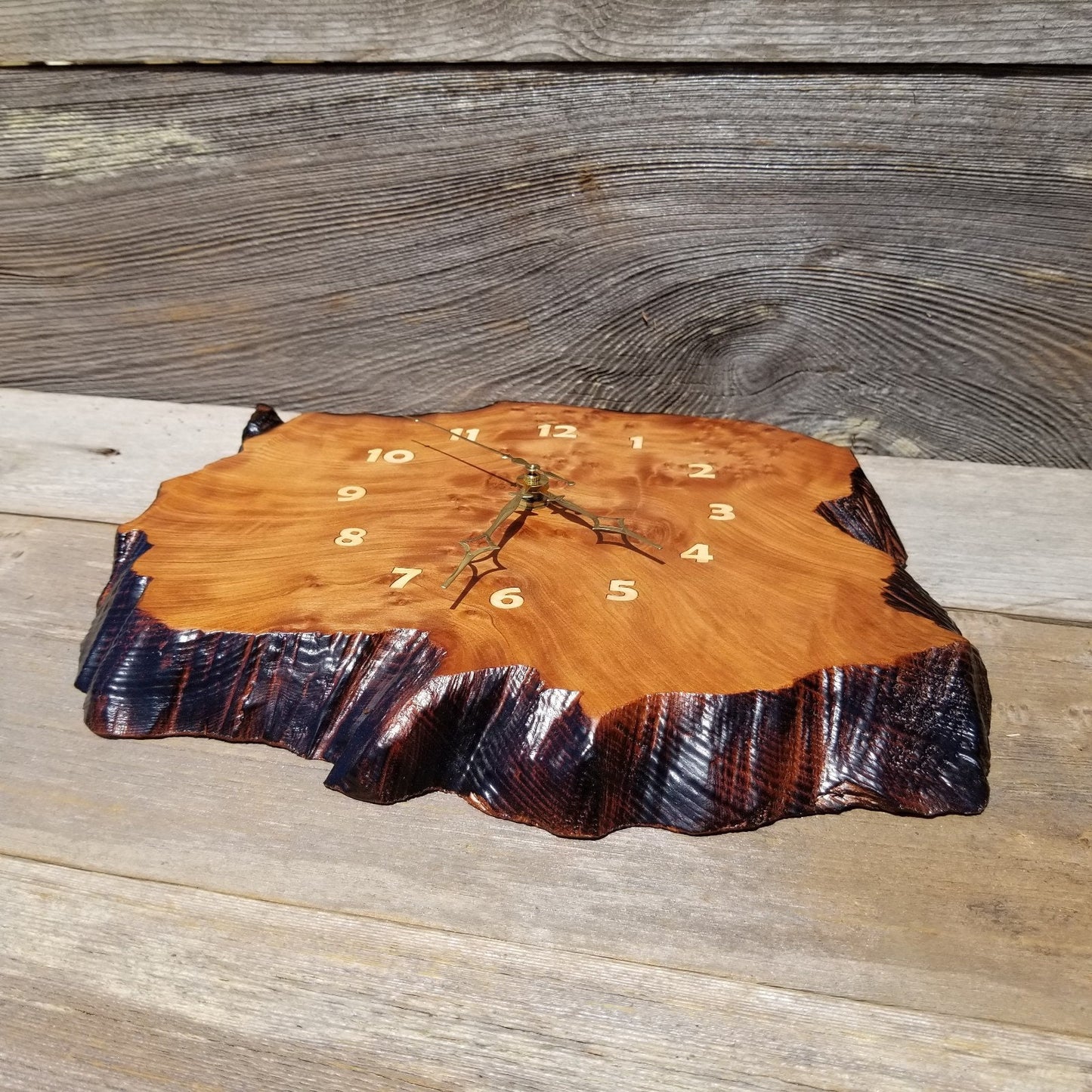 Wood Wall Clock Redwood Clock Handmade Wall Hanging Rustic Wedding Gift Burl Live Edge #486 Anniversary Small