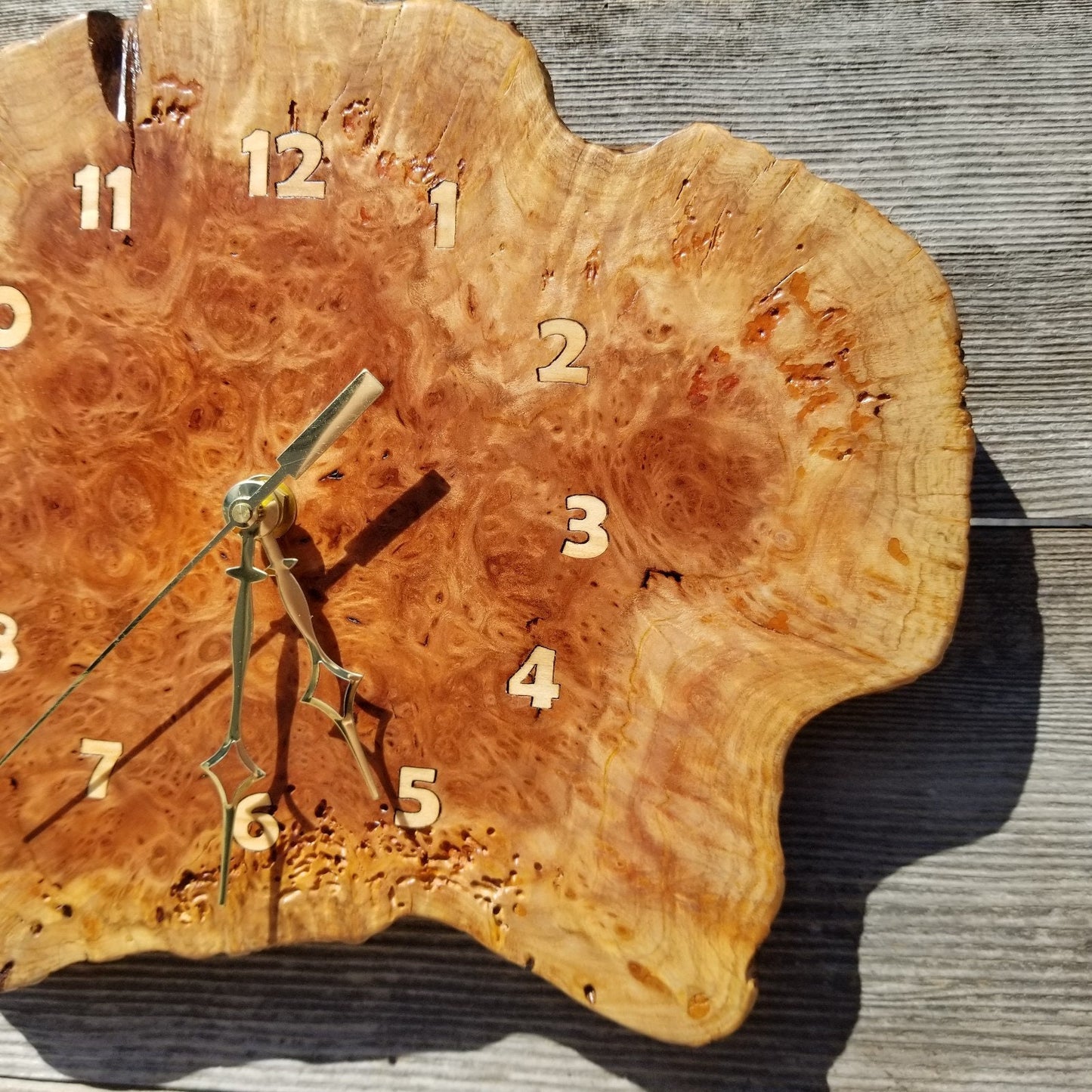 Wood Wall Clock Redwood Clock Handmade Wall Hanging Rustic Wedding Gift Burl Live Edge #426 Anniversary 2 Tone Mini