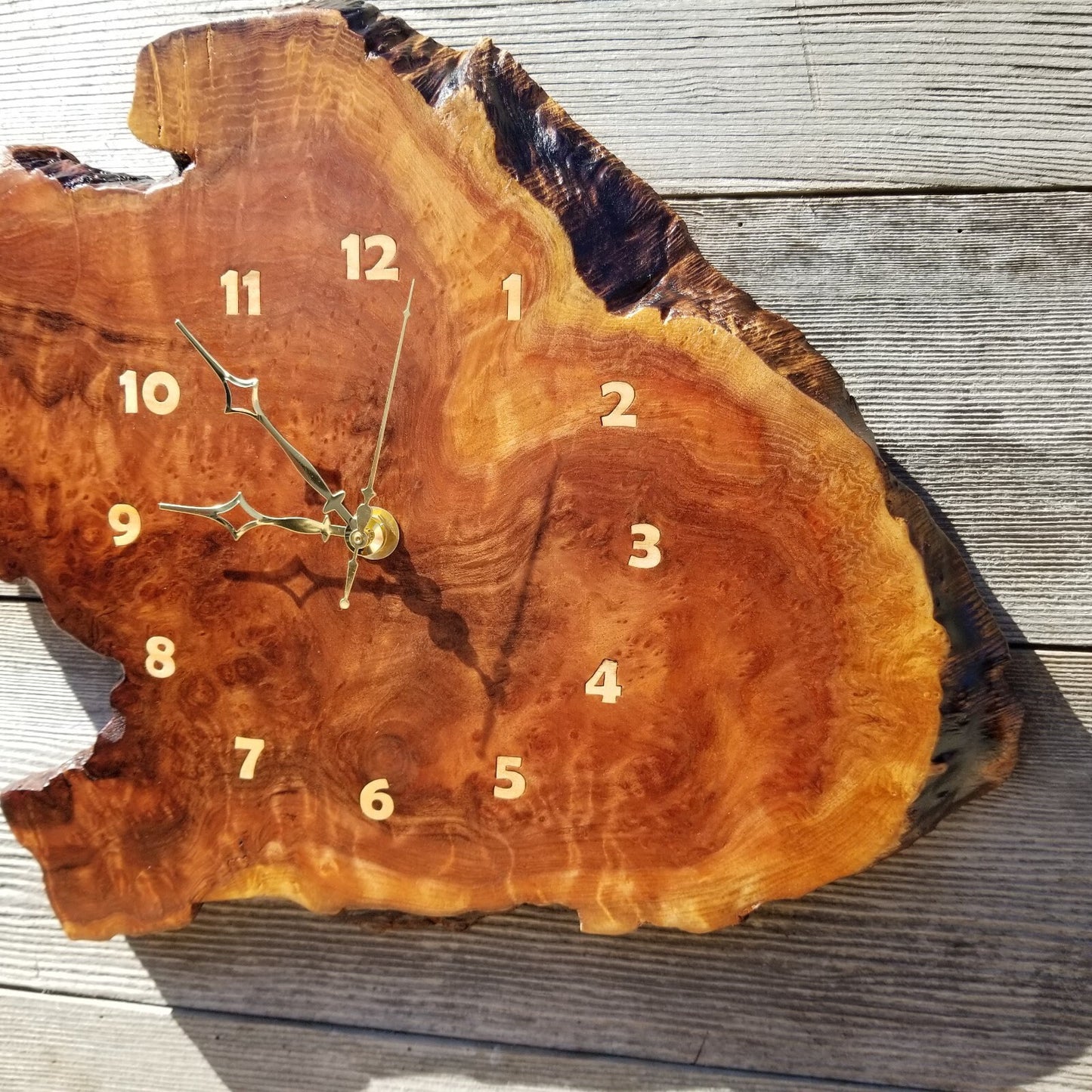 Redwood Clock Burl Wood Wall Hanging #431 Wall Clock Handmade Live Edge Cabin Lodge Rustic Decor California Gift for Him