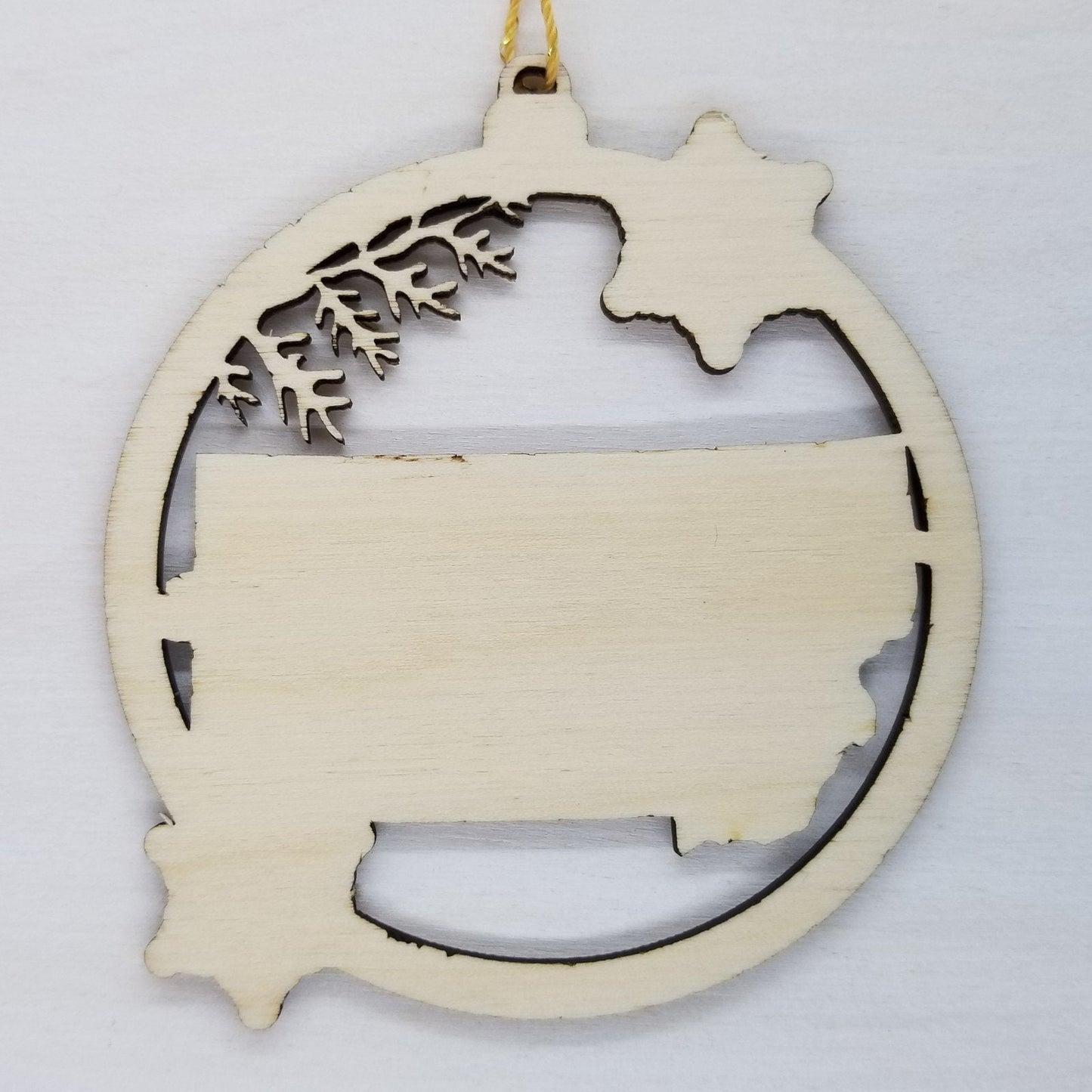 Montana Ornament - State Shape with Snowflakes Cutout MT - Handmade Wood Ornament Made in USA Christmas Decor