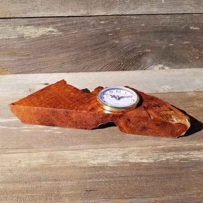 Wood Clock For the Desk or Mantle Handmade California Redwood Burl #560 Table Shelf Birthday Gift Wedding Gift Engagement Gift