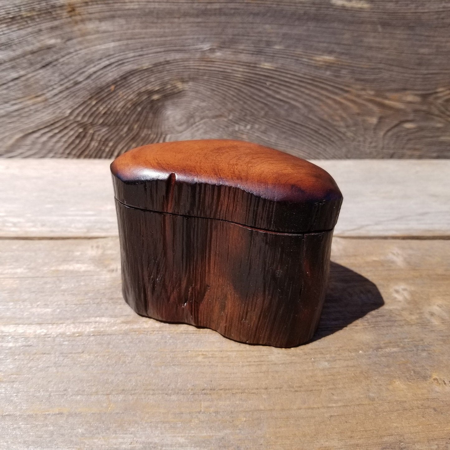 Wood Ring Box Redwood Rustic Handmade California Storage #469 Engagement Birthday Gift Mother's Day Gift Gift for Friend