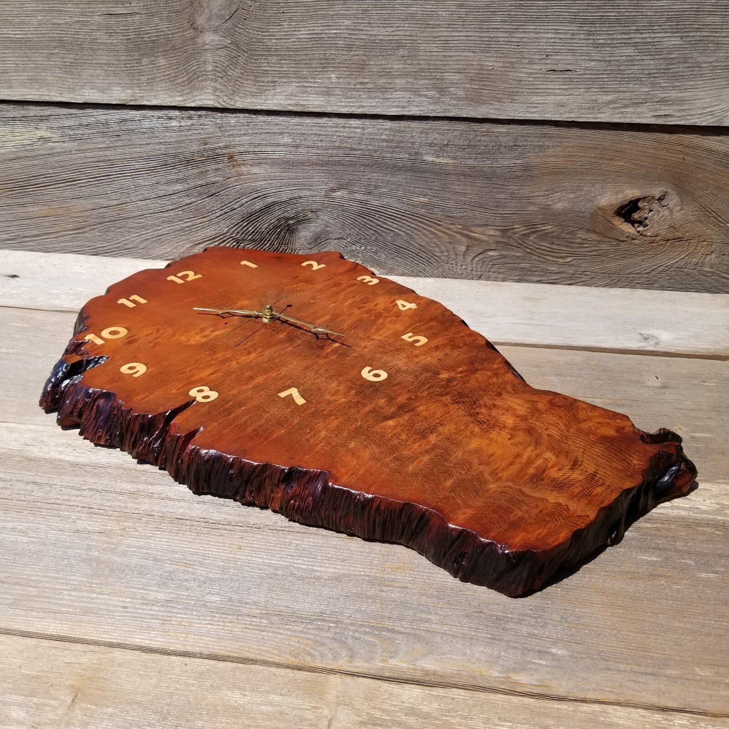 Wood Wall Clock Redwood Burl Handmade Rustic Slab #490 Anniversary Gift Birthday Gift Christmas Gift Wood Wall Art LG Clock