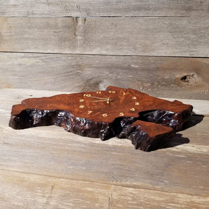 Wood Wall Clock Redwood Burl Hanging Art Rustic Slab #489 Anniversary Gift One of a Kind Unique Gift Handmade LG