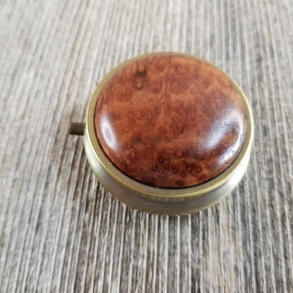 Handmade Pill Box 3 Sections Redwood Top California Burl Memento #284