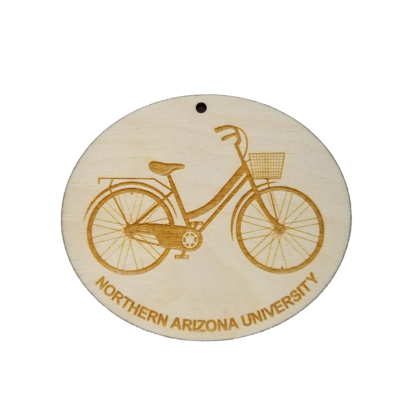 Northern Arizona University Wood Ornament - AZ Womens Bike or Bicycle - Handmade Wood Ornament Made in USA Christmas Decor