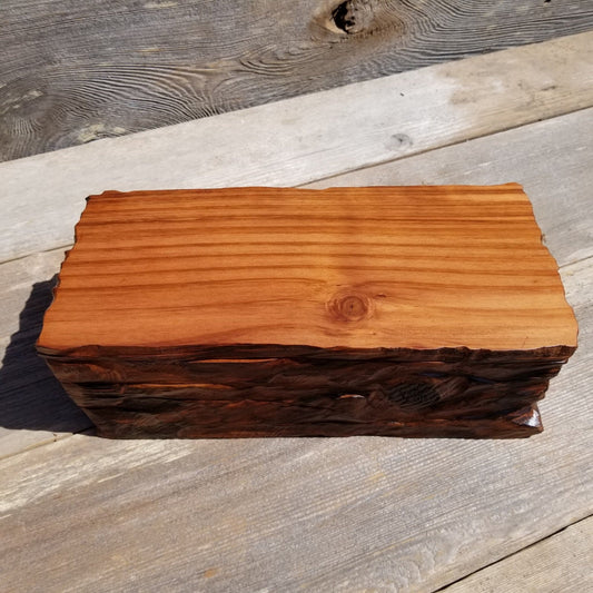 Wood Jewelry Box Redwood Rustic Handmade California Storage Live Edge #277