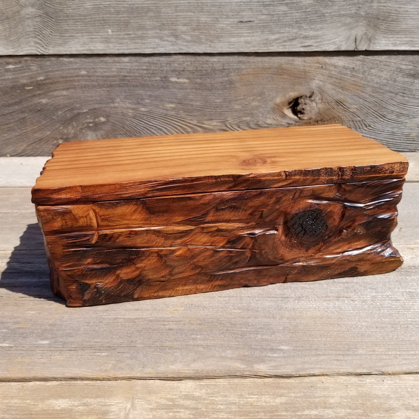 Wood Jewelry Box Redwood Rustic Handmade California Storage Live Edge #277