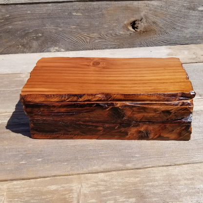 Wood Jewelry Box Redwood Rustic Handmade California Storage Live Edge #277