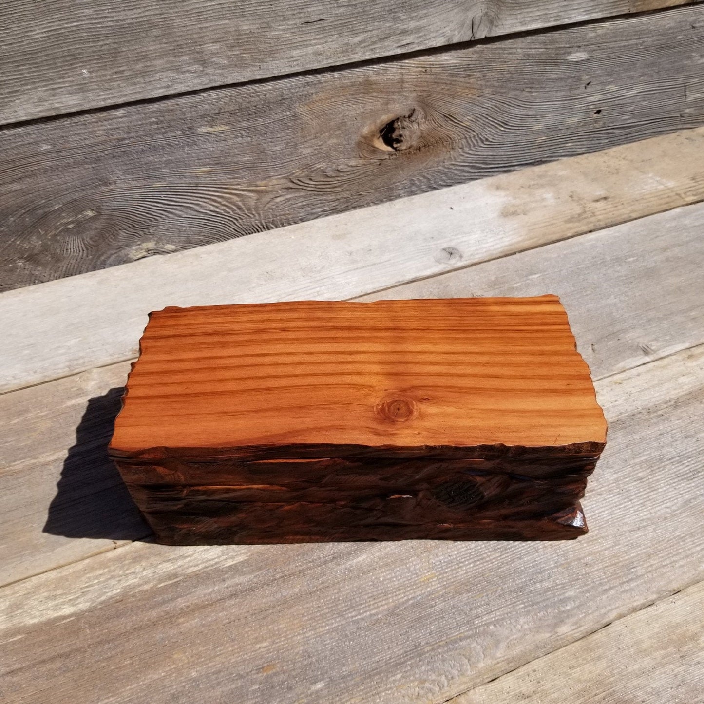 Wood Jewelry Box Redwood Rustic Handmade California Storage Live Edge #277