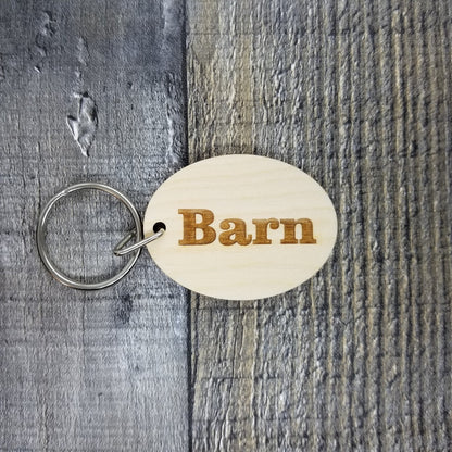 Barn Wood Keychain Key Ring Keychain Gift - Key Chain Key Tag Key Ring Key Fob - Barn Text Key Marker