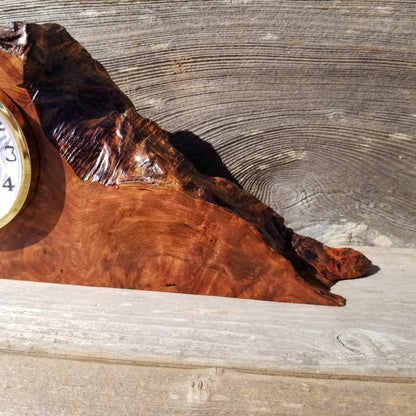 Redwood Burl Wood Clock Mantle Desk #570 Office Gifts for Men Sitting Table Shelf Mother's Day Father's Day Christmas One of a Kind Gift