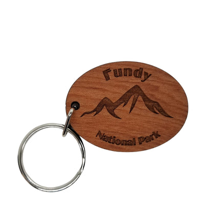 Fundy National Park Keychain Handmade Wood Keyring Souvenir New Brunswick Canada Souvenir Mountain Cross Country Skiing Snowshoeing Key Tag