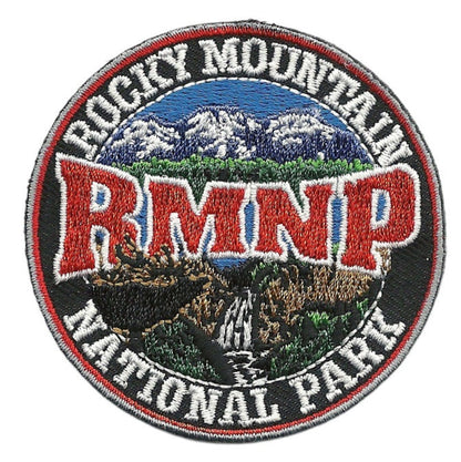 Rocky Mountain National Park Patch – Colorado Travel Patch CO Souvenir Embellishment or Applique 2.5" Iron On Circle Mountains Waterfall