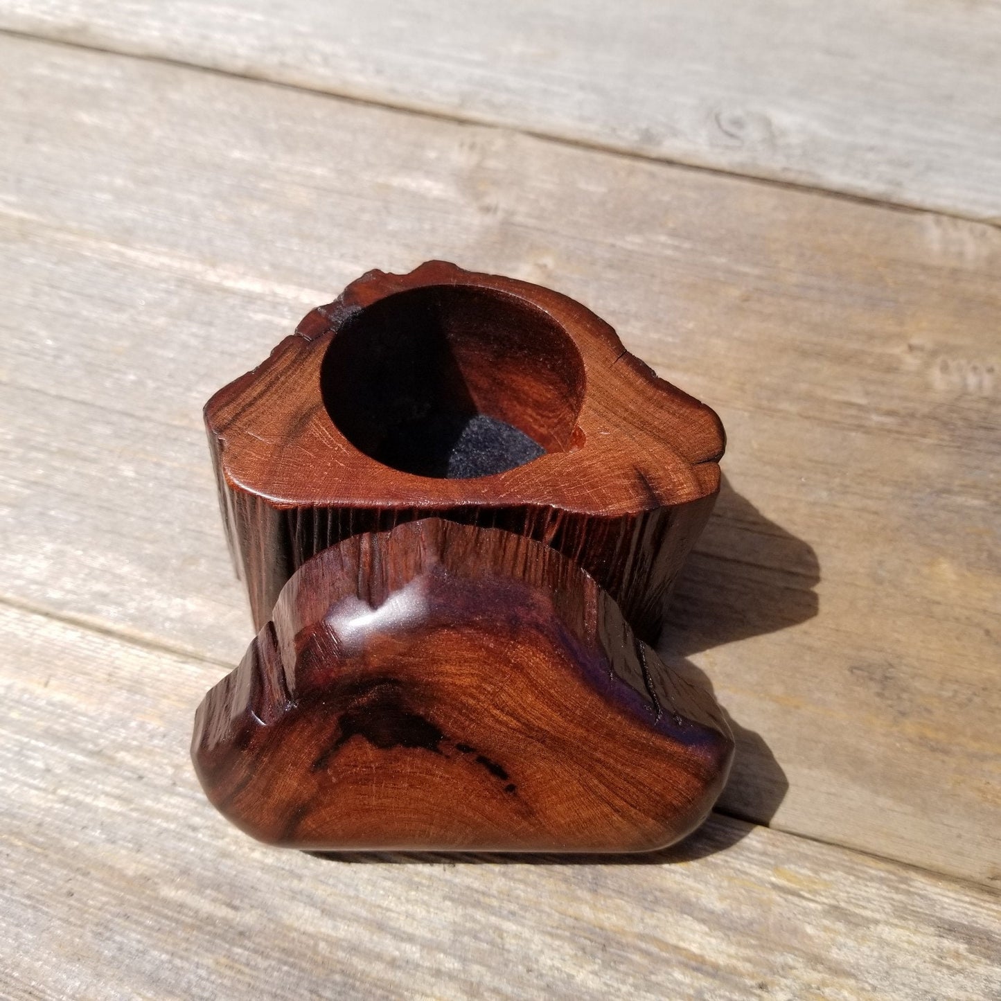 Wood Ring Box Redwood Rustic Handmade California Storage Live Edge Mini #463 Birthday Gift Christmas Gift Mother's Day Gift