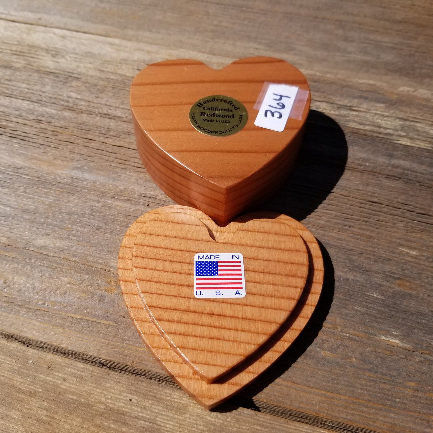 Handmade Wood Box with Redwood Heart Ring Box California Redwood #364 Christmas Gift Anniversary Gift Ideas