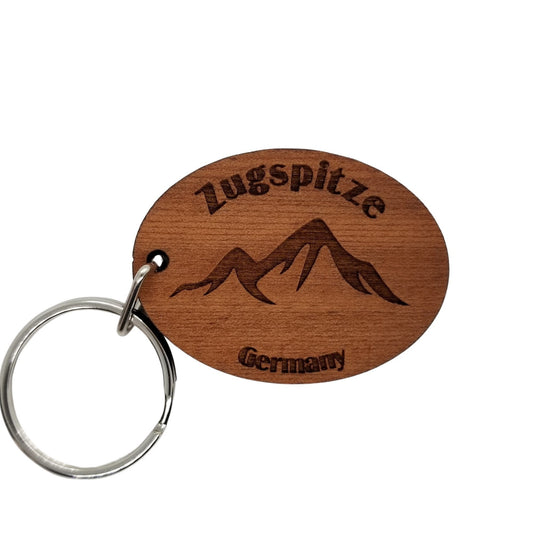 Zugspitze Germany Keychain Wood Keyring Germany Souvenir Travel Gift Mountains Zugspitze Ski Resort Skier Skiing Snowboarding Key Tag Bag