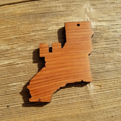 California State Christmas Ornament Bubble Spellout Letters Handmade Wood Ornament Made in USA Laser Cut Cutout Shape CA Souvenir