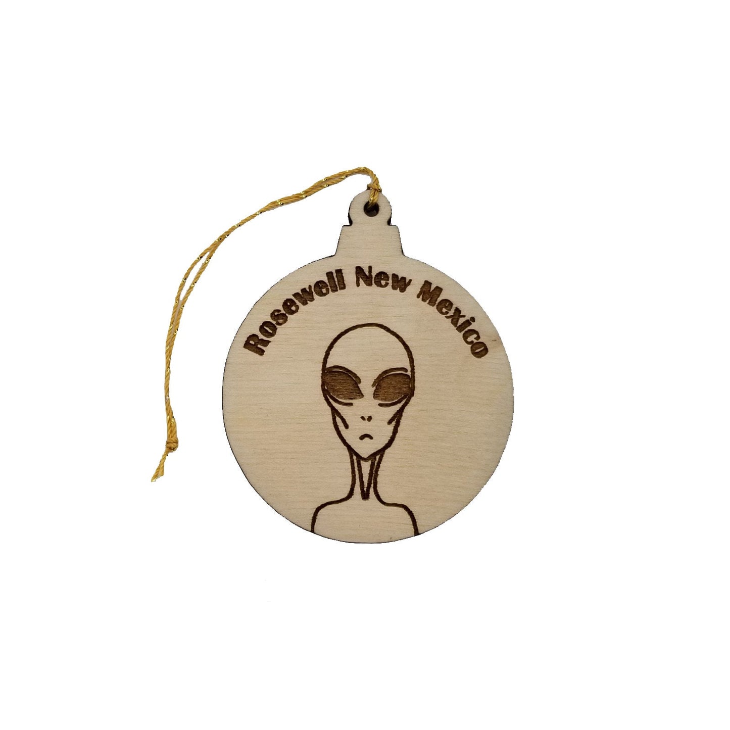 Rosewell New Mexico Alien Christmas Ornament Laser Cut Wood Handmade Made in USA Travel Gift Souvenir Memento NM