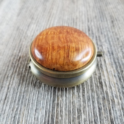 California Redwood Pill Box 3 Sections Handmade Top Burl Wood Souvenir #287