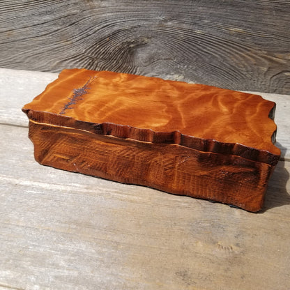 Wood Jewelry Box Redwood Tree Engraved Rustic Handmade Curly Wood #473 Mens Valet Christmas Gift 5th Anniversary