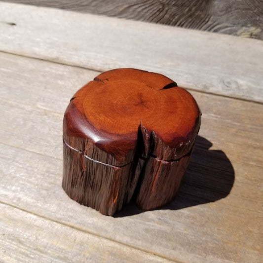 Wood Ring Box Redwood Rustic Handmade California Storage Live Edge Mini #470 Birthday Gift Christmas Gift Mother's Day Gift