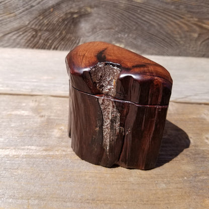 Wood Ring Box Redwood Rustic Handmade California Storage Live Edge Mini #465 Birthday Gift Christmas Gift Mother's Day Gift