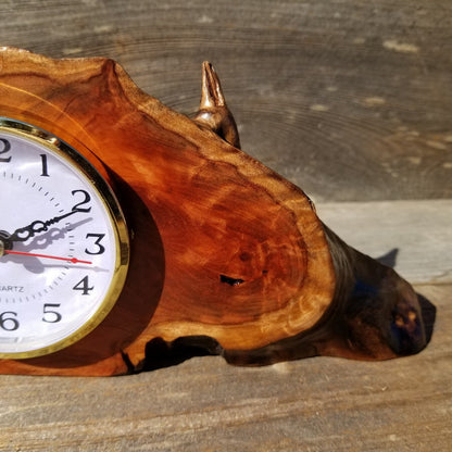 Redwood Wood Clock Redwood Burl Clock Table Shelf Mantle Desk Office #561 Sitting Wood Red Wood Anniversary Gift