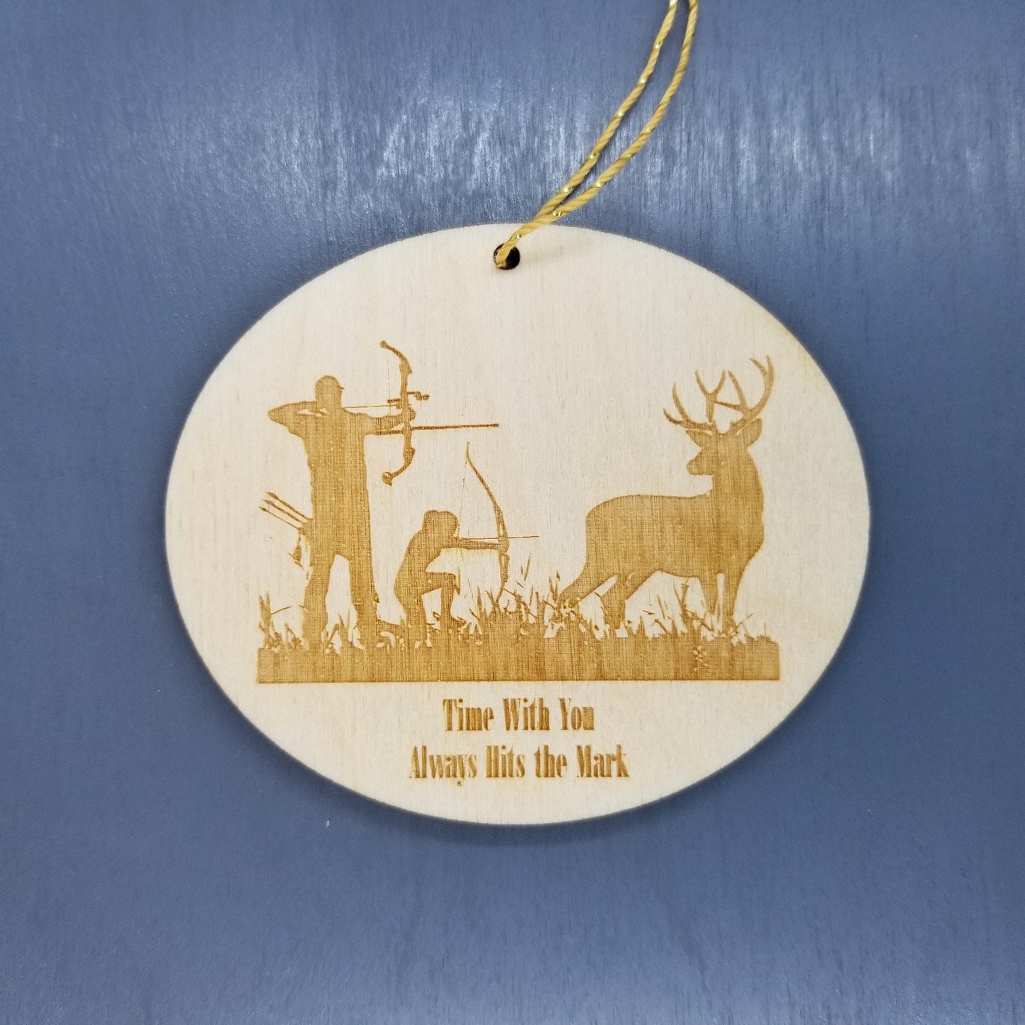 Father Daughter Bow Hunting Ornament - Time with You Always Hits the Mark Ornament - Handmade Wood Ornament Christmas Ornament Uncle Niece