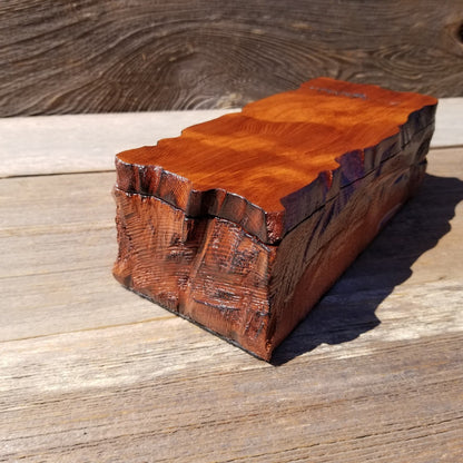 Wood Valet Box Curly Redwood Tree Engraved Rustic Handmade CA Storage #495 Handcrafted Christmas Gift Engagement Gift for Men Jewelry