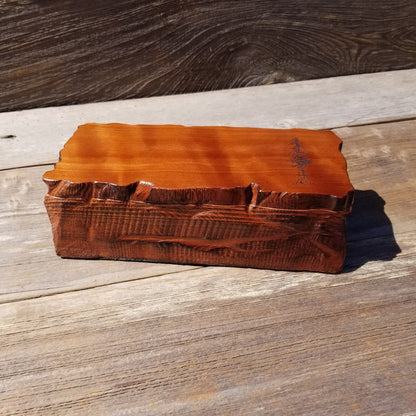 Handmade Wood Box with Redwood Tree Engraved Rustic Handmade Curly Wood #496 California Redwood Jewelry Box Storage Box