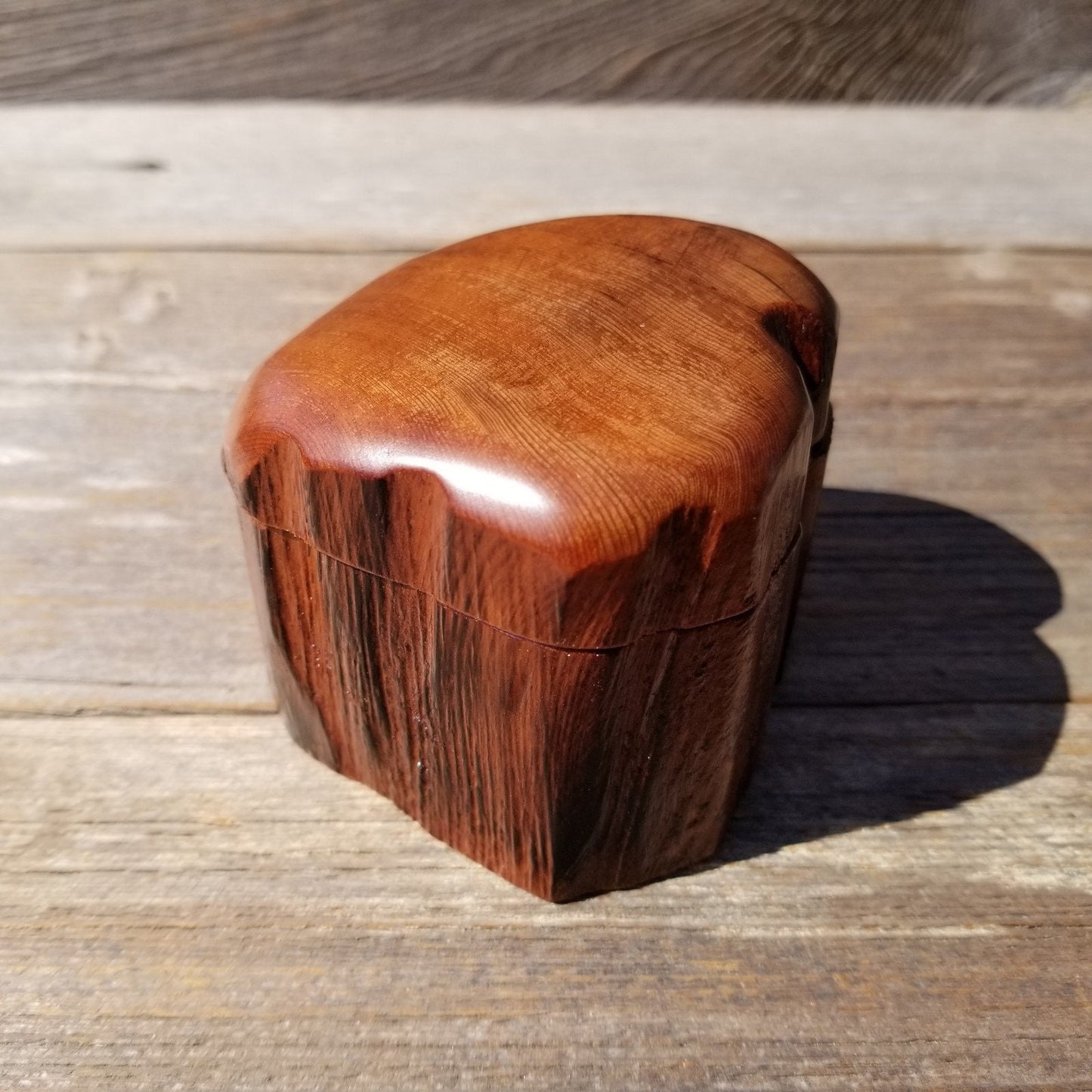 Wood Ring Box Redwood Rustic Handmade California #517 Storage Live Edge Mini Birthday Gift Christmas Gift Mother's Day Gift