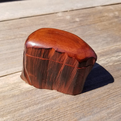 Wood Ring Box Redwood Rustic Handmade California Storage Live Edge Mini #376 Birthday Gift Christmas Gift Mother's Day Gift